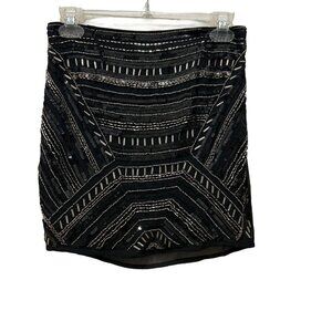 Angl Women's Size Small Black Sequin Beaded Dance Mini Skirt